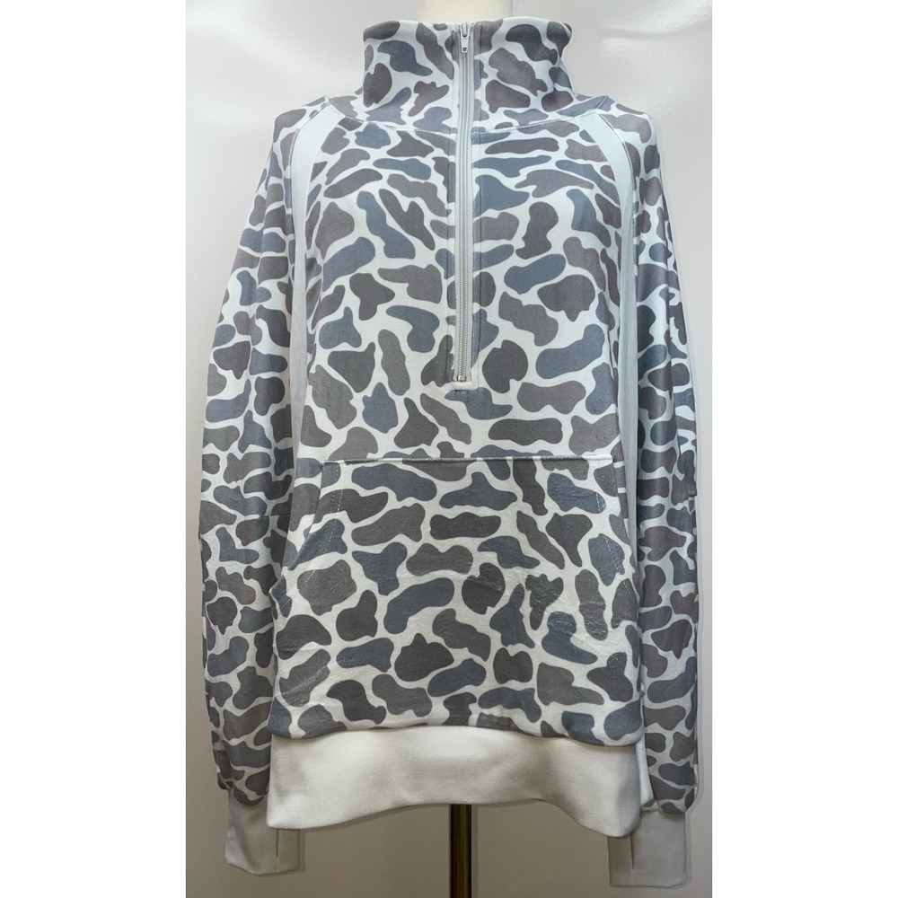 Sterling Kreek Western Pullover Small Gray Camo Half Zip Nothing In My Way NWT